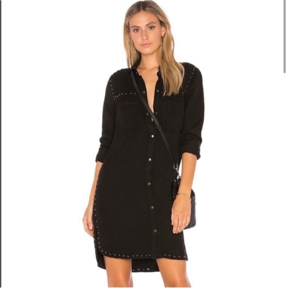 RAILS Bowie Black Button Down Shirt Dress Jacket Pockets Sz S